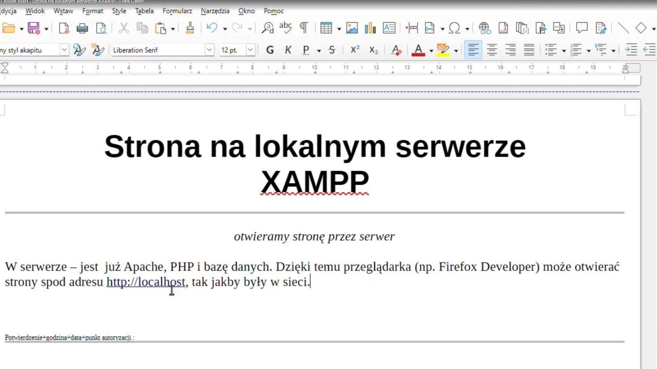 3 2 1 koder start - Strona na lokalnym serwerze XAMPP
