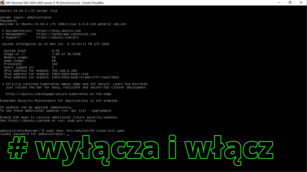 Adresacja w Linux Serwer